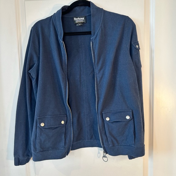 BARBOUR Blue Cotton Full Zip Pockets Sweater Jacket, size 6 - Picture 6 of 10